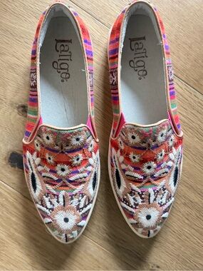 Latigo Orange Multi Embroidered Slip-On Loafers